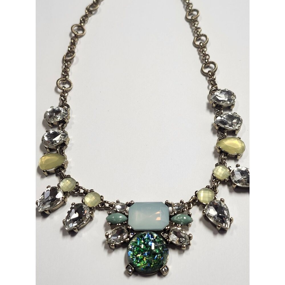 Capwell + Co Statement Crystal and Opal-Effect Necklace in Pale Blue and Green